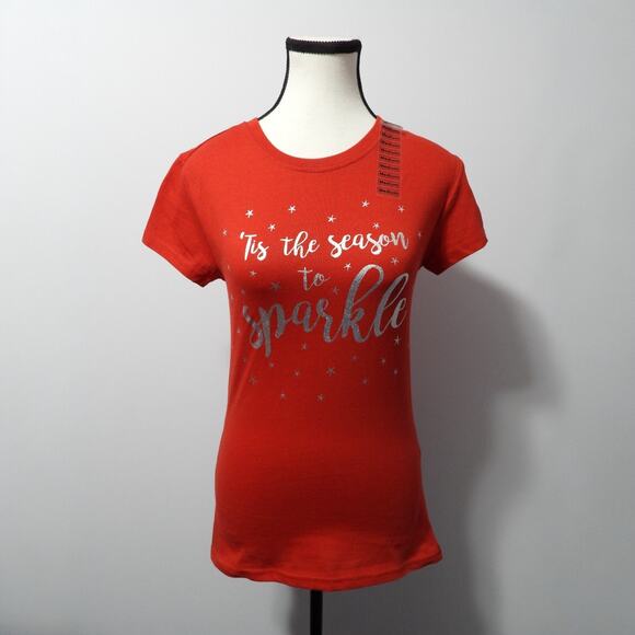 Chemistry Tis the Season to Sparkle red shirt women's size medium NWT - Picture 1 of 7